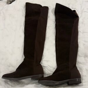Chinese Laundry Over-The-Knee Suede Boots in Dark Brown